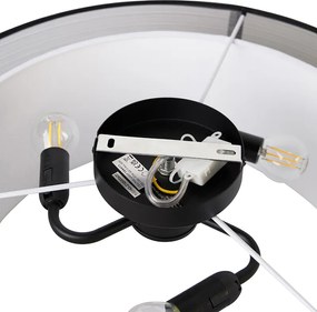 Nowoczesna lampa sufitowa czarna z białym 50 cm 3-światła - Drum Duo