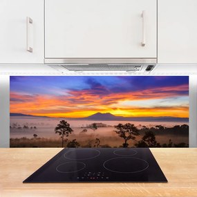 Szkło do Kuchni na Ścianę Tajemniczy Bór We Mgle