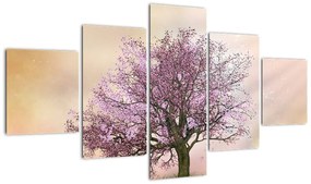 Obraz kwitnącego drzewa na szczycie wzgórza (125x70 cm)