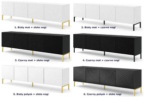 Szafka rtv z frontem 3D czarny mat + złote nóżki - Resa 7X
