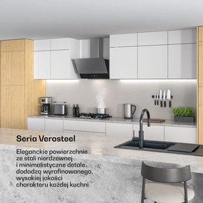Klarstein Verosteel Smart 60cm Ekst/Recy Okap przyścienny skośny Stal nierdzewna