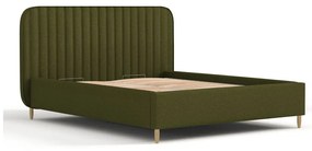 Zielone tapicerowane łóżko dwuosobowe ze schowkiem i stelażem 180x200 cm Noto – Maison de Rêve