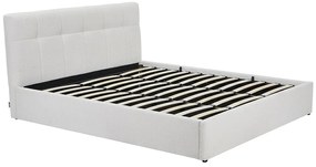 Łóżko ze skrzynią  180 x 200 cm - Tkanina z bukli  - Biały - MAZIRI