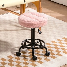 HOMCOM Regulowany hoker obrotowy 50-66 cm 360° obrotowy Ø50 x 50-66 cm Różowy