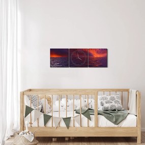 Obraz morza z ptakami (z zegarem) (90x30 cm)