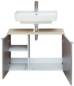 Szaro-naturalna wisząca szafka bez umywalki w dekorze sosny 53x80 cm Quickset 394 – Pelipal