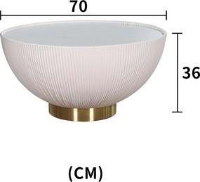 Designerski stolik Modig M68 ecru, spiek kamienny/plisowana ekoskóra