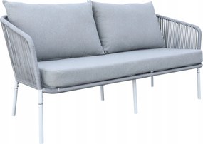 Zestaw mebli ogrodowych szary aluminium sofa fotele stolik sznurowanie