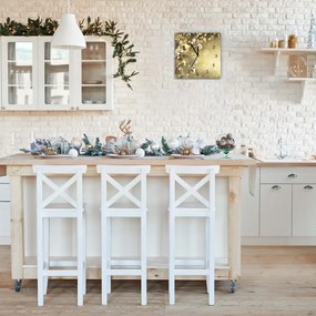 Zegar ścienny Złote Bombki Święta Dekoracje