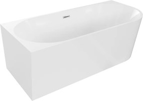 Mexen Mia wanna wolnostojąca narożna lewa 140 x 75 cm, biała, przelew chrom - 52691407500L-01