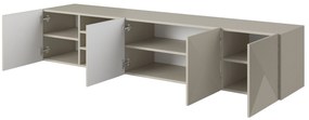Szafka RTV wisząca Asha 200 cm z ryflowanym frontem i wnęką - kaszmir