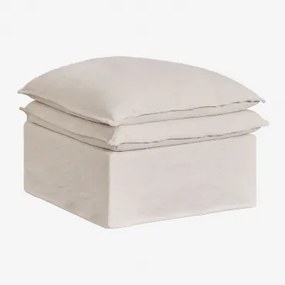 Puf Grace Z Lnu I Bawełny Tkaniny Beige - Sklum