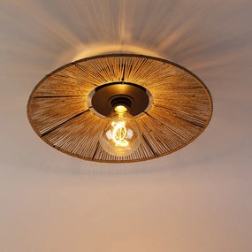 Rustykalna lampa sufitowa czarna ze sznurkiem - Sacha