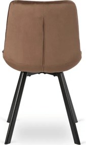 Zestaw Stół Okrągły Rozkładany LUKAS 100-250 cm Dąb Rustykalny/Czarny i 4 Krzesła Tapicerowane RICK Brązowe