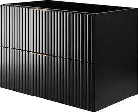 Szafka pod umywalkę, Czarny, 80 x 57 x 46 cm, uchwyt złoty, bez blatu