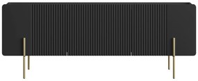 Szafka RTV Malmi 150 cm - czarny mat / złote nóżki