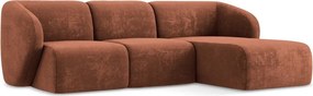 Narożnik z tkaniny szenilowej (prawostronny/z szezlongiem) w kolorze terakoty Lani – Makamii