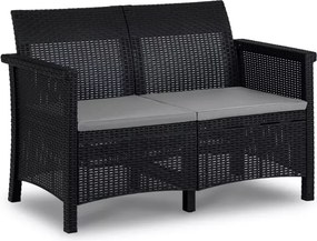 Zestaw mebli ogrodowych Amilio czarny technorattan sofa 2 fotele stolik taras balkon ogród