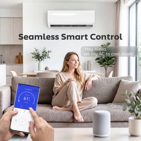 HOMCOM Klimatyzator mini-split 9000 BTU i pompa ciepła, klimatyzator inwerterowy z WiFi i zestawem instalacyjnym | Aosom PL