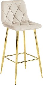 Stołek Valora KODA, beżowy aksamit, złote nogi, nowoczesny design