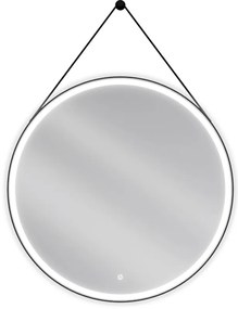 Mexen Reni lustro łazienkowe podświetlane, okrągłe 90 cm, LED 6000K, antypara, rama czarna - 9812-090-090-611-70