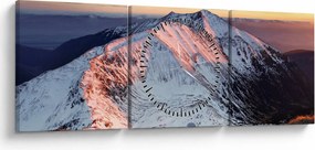 Obraz - Zimowa panorama górska II. (z zegarem) (90x30 cm)