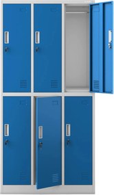 Szafa szkolna 6-skrytkowa Igor 90x45x185 cm szary/niebieski