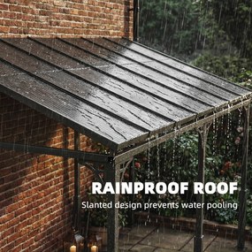 Outsunny Pergola ścienna 4 x 3 m Zadaszenie tarasowe z nachylonym dachem poliwęglanowym, metalowo-aluminiowa rama, montaż naścienny | Aosom PL