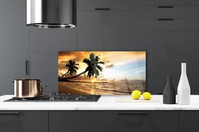 Panel Szklany do Kuchni Tropikalne Wybrzeże z Palmą