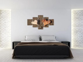 Obraz - Drewniane serca (125x70 cm)