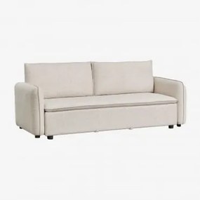 Sofa Rozkładana 3-osobowa Z Tkaniny Bouclé Drovi Bukla Kremowy Beż - Sklum