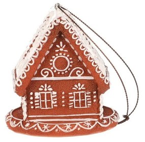 Dekoracja świąteczna domek z piernika z ośnieżonym  dachem, wisząca, poliresin, LED