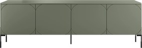 Szafka RTV Sonatia 200 cm czterodrzwiowa na metalowych nogach - oliwka