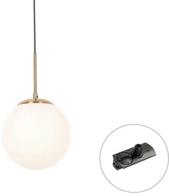 Art Deco hanglamp goud met opaal glas incl. rail adapter zwart 1-fase - Iconic Flore ArtDeco Oswietlenie wewnetrzne