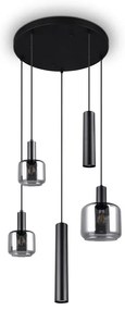 Czarna lampa wisząca z metalowo-szklanym kloszem ø 40 cm Mataro – Trio