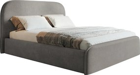 Łóżko tapicerowane 180x200 Wendra - stelaż metalowy, okrągłe zagłowie, welur - jasny szary (Amor Velvet 4318)