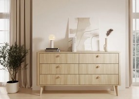 Komoda z 6 szufladami w stylu japandi dąb barista T1-Z17