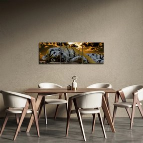 Obraz śpiącego tygrysa (z zegarem) (90x30 cm)
