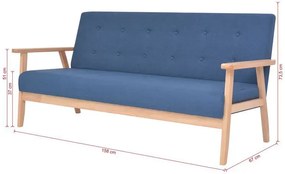Niebieski komplet tapicerowanych sof wypoczynkowych - Kifi 3X