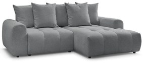 Szary rozkładany/ze schowkiem narożnik z tkaniny szenilowej (prawostronny/z szezlongiem) Roxelane – Bobochic Paris