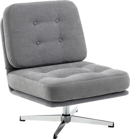 HOMCOM Obrotowy Fotel Akcentowy, Tapicerowany Fotel Czytelniczy z Chenille, Szerokim Siedziskiem, Sprężynowym Wypełnieniem i Metalowymi Nogami, Jasnoszary | Aosom PL