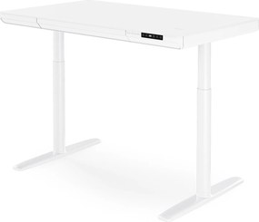 Biurko elektryczne sit-stand z szufladą i ładowarką bezprzewodową Qi białe, 1200 mm: ELLIS