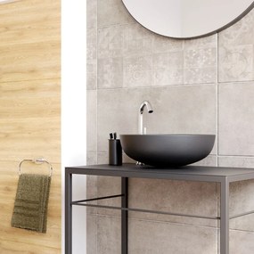 Umywalka ceramiczna nablatowa okrągła czarna bez otworu na baterię 38 cm MOLIS BLACK