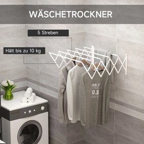 Suszarka ścienna HOMCOM wieszak ścienny wysuwana suszarka do ubrań metalowa