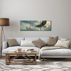 Obraz - Lecący orzeł (z zegarem) (90x30 cm)