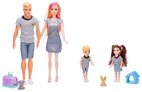 Woody 90621 Lalka Rodzina ze zwierzętami, 30 cm