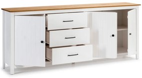 Biała niska komoda z litego drewna sosnowego 190x80 cm Miranda – Marckeric