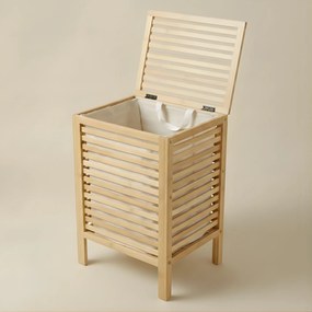 Bambusowy kosz na pranie z pokrywą i wyciąganym workiem LUND, 60 L