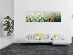 Obraz - Złoto-zielone liście (170x50 cm)