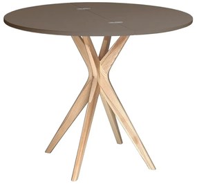 Stół półokrągły CUTTI 90x90 rozkładany brązowy/jesion RAGABA